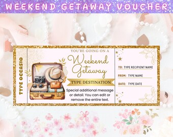 Überraschungs-Wochenendreise-Geschenk: Wochenendgeschenkgutschein, Wochenendausflugsgeschenkgutschein, Wochenendausflugsgeschenkcoupon, Wochenendreiseticket