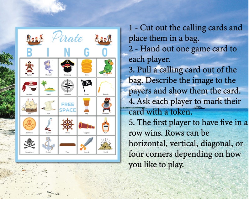 Pirate Bingo, 40 Printable Pirate Bingo Cards, Pirate Birthday Party ...