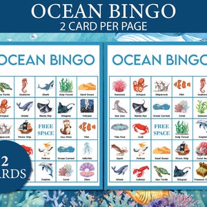 60 Printable Ocean Bingo Cards, Ocean Activity, Ocean Bingo, Under the ...