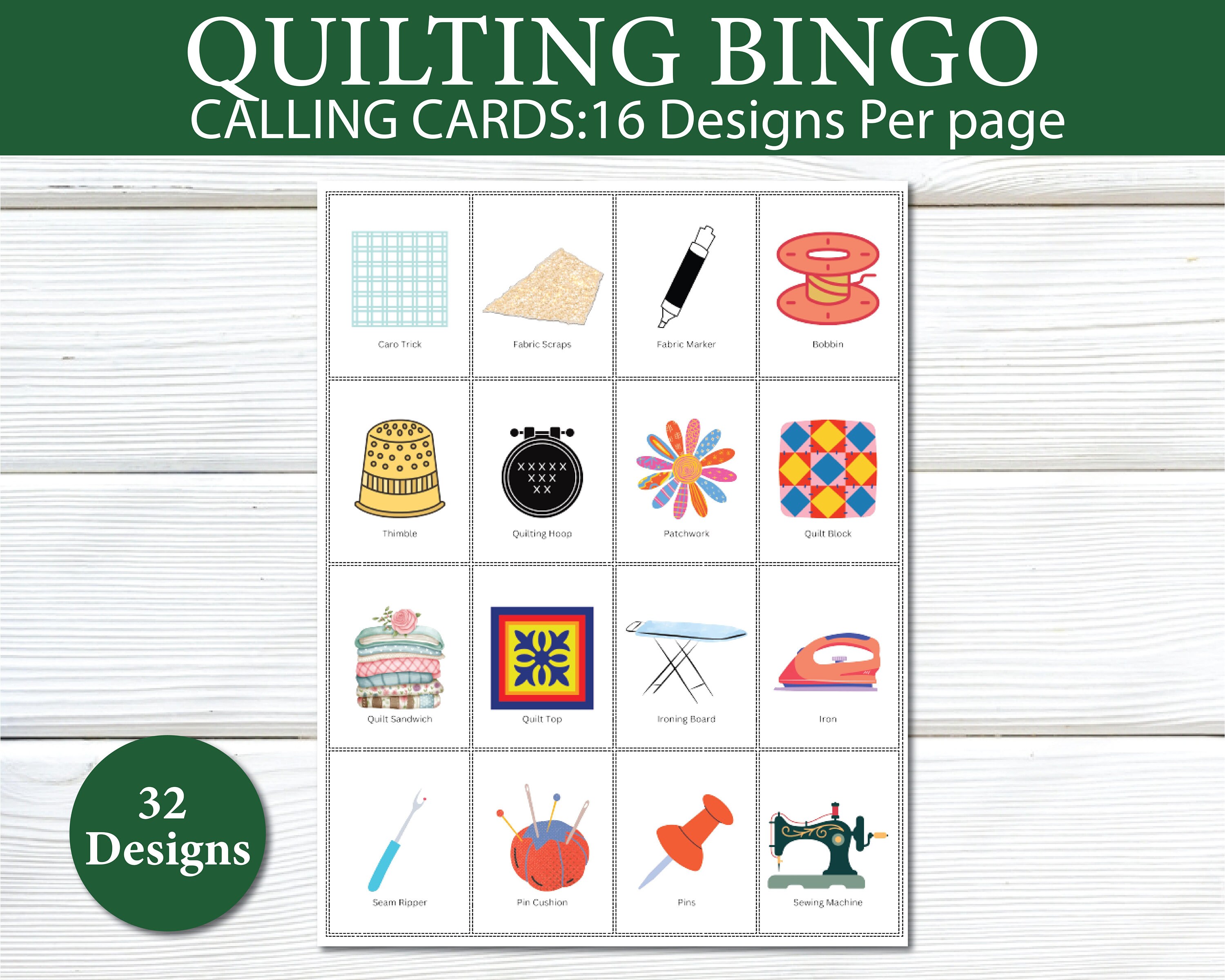 Quilt Bingo, 40 Printable Quilt Bingo Cards, Quilting Party, Quilting