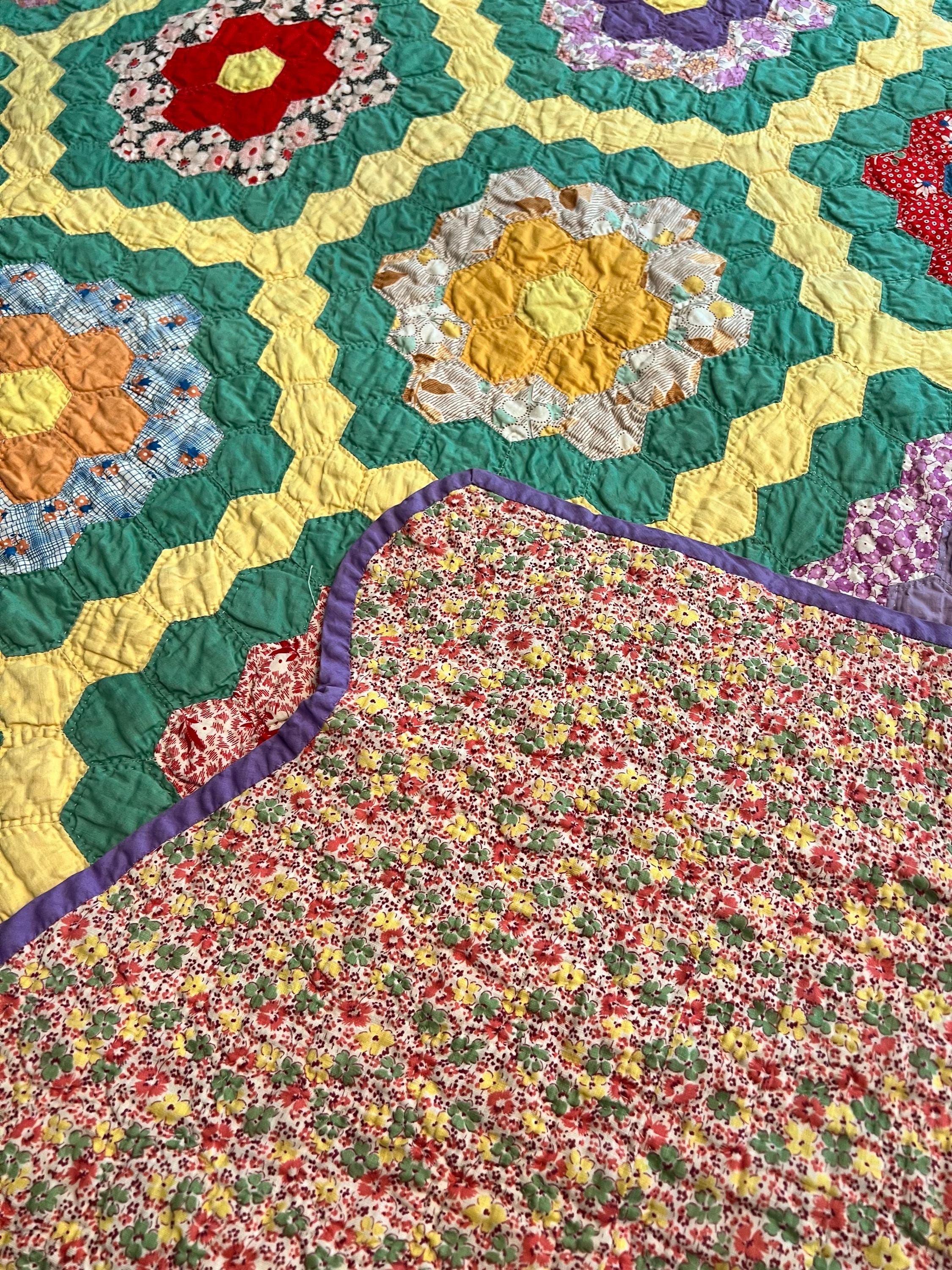 Amazing Vintage Grandmothers Flower Garden Quilt - Etsy