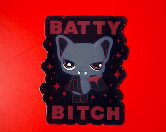 Pegatina de vinilo Batty B*tch de Littlest Pet Shop, ilustración atrevida, regalo gótico, salvaniano