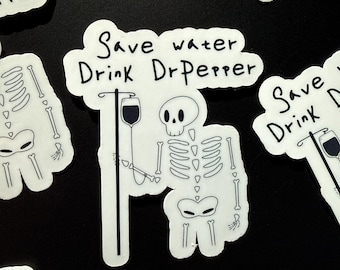 Ahorra agua Bebe Dr Pepper Pegatina de esqueleto