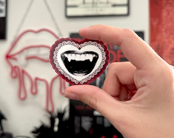 Vampire Gothic Heart sticker, Alternative stationary