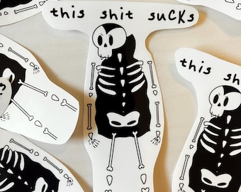 Pegatina de esqueleto de vampiro, pegatina de vinilo espeluznante, pegatina para botella de agua, ilustraciones de Halloween
