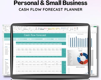 Personal Small Business Monthly Cash Flow Forecast, Excel Spreadsheet Template, Income Expenses Savings, Multi Currency
