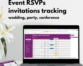 Event Invitations Tracker Excel Template Spreadsheet, wedding, party, conference, meeting, easily manage any event hosting invitations