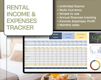 Hotel Rooms Booking Rentals Income Expenses Profit Financial Tracker Excel Template