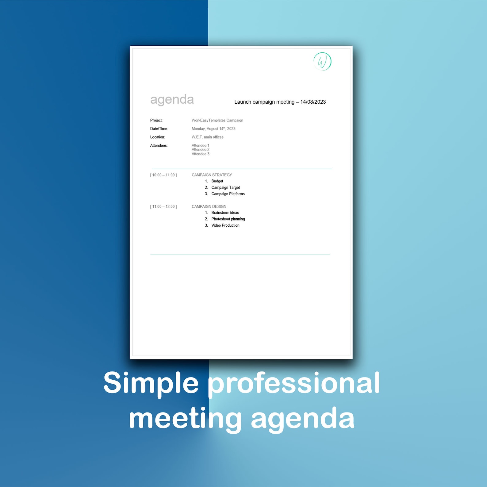 Simple Document Layout Simple Elegant Meeting Agenda Template for Microsoft Word and Google ...