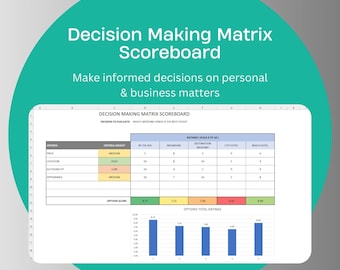 Decision Making Matrix Excel Template, Scoreboard with Criteria Options