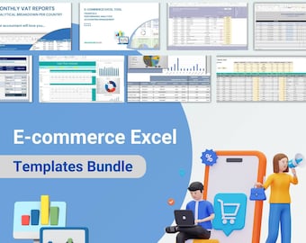 Ecommerce Bundle Excel Templates, Shop Financials, Planning, Subscriptions, Order Shipping Tracking, Cashflow, Analytics, Supplies Inventory