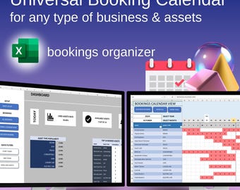 Universal Booking Calendar Organizer Excel Tool, Daily Basis Reservations Engine for any Business