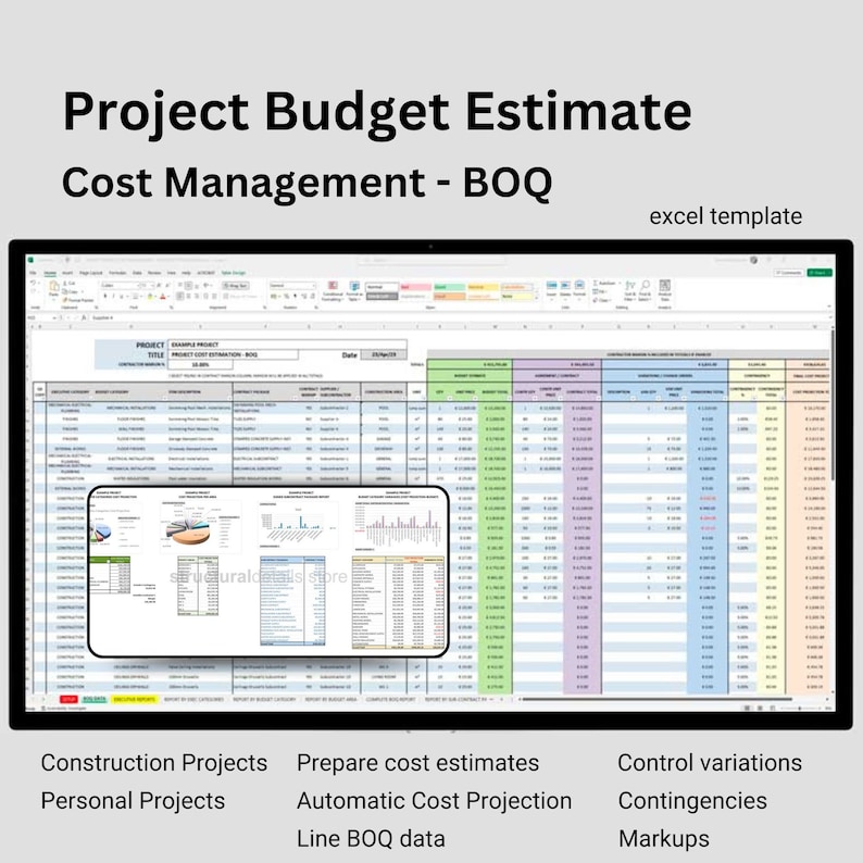 Project Budget Estimate and Cost Management Excel Spreadsheet Template ...