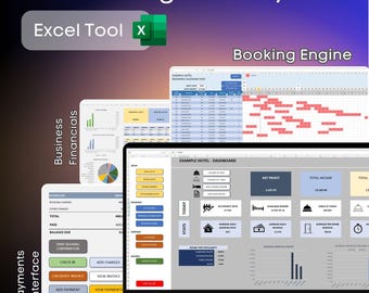 Hotel Management Excel Tool, Complete Solution for Reservations Bookings Engine, Invoices, Expenses, Financials, Custom Setup, max 200 rooms