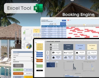 Holiday Rental Properties Management Excel Tool, Complete Solution for Reservations Bookings, Invoices, Expenses, Financials