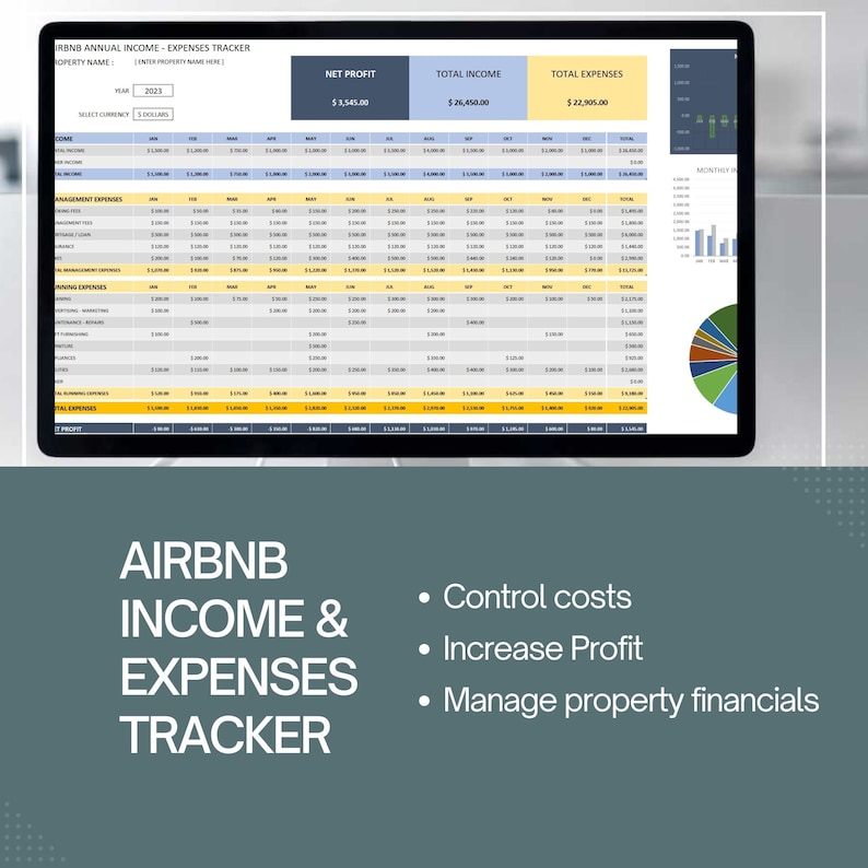 Airbnb Expenses Tracker, Excel Spreadsheet Template, Rental