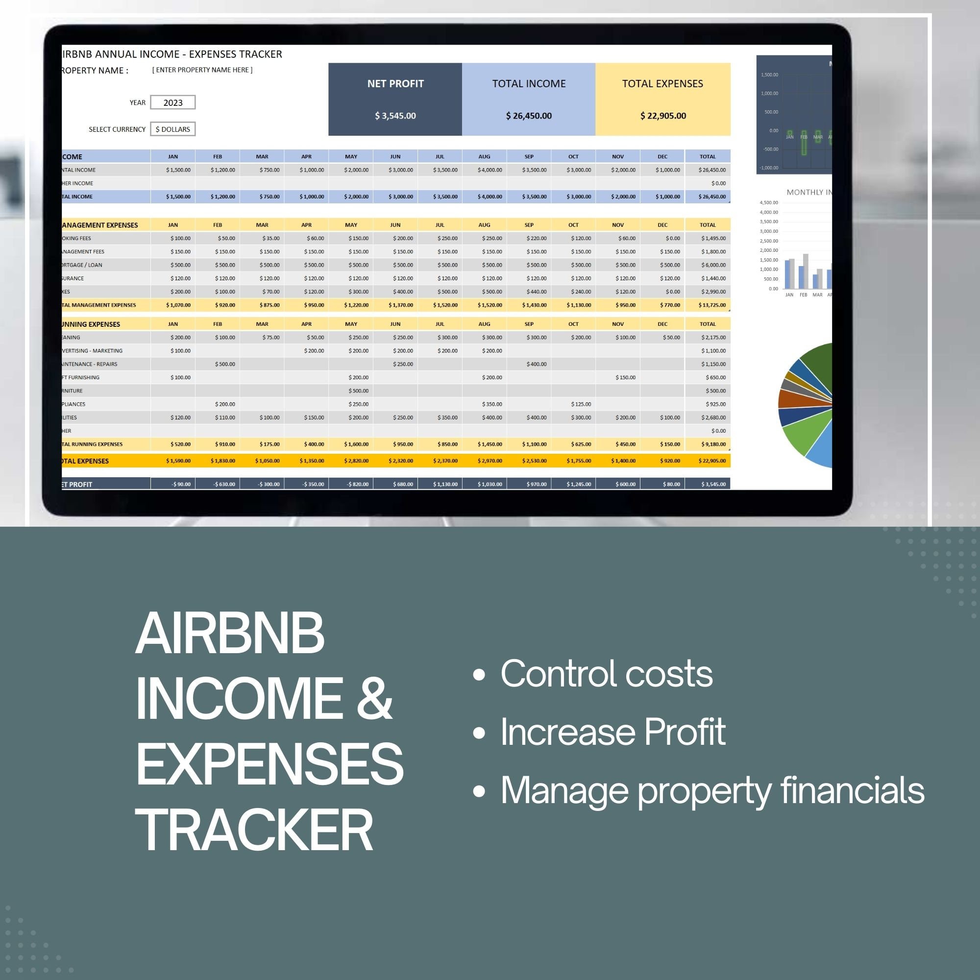 Airbnb Income Expenses Tracker, Excel Spreadsheet Template, Rental Monthly  Annual Income Expenses Profit Management, Property Financials - Etsy