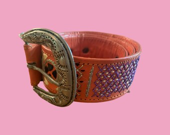 Vintage Milor Genuine Leather Belt Size 31 Made in Hong Kong 
