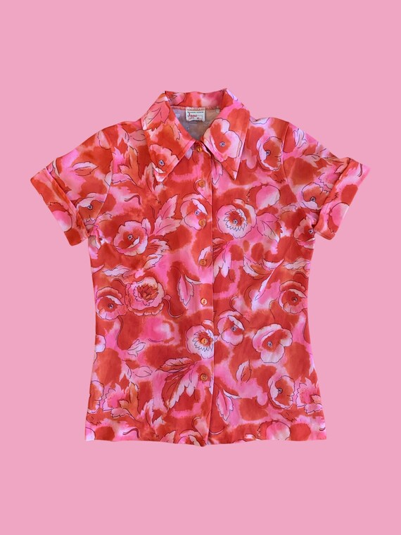 1970s Psychedelic Jane Colby Blouse - image 1