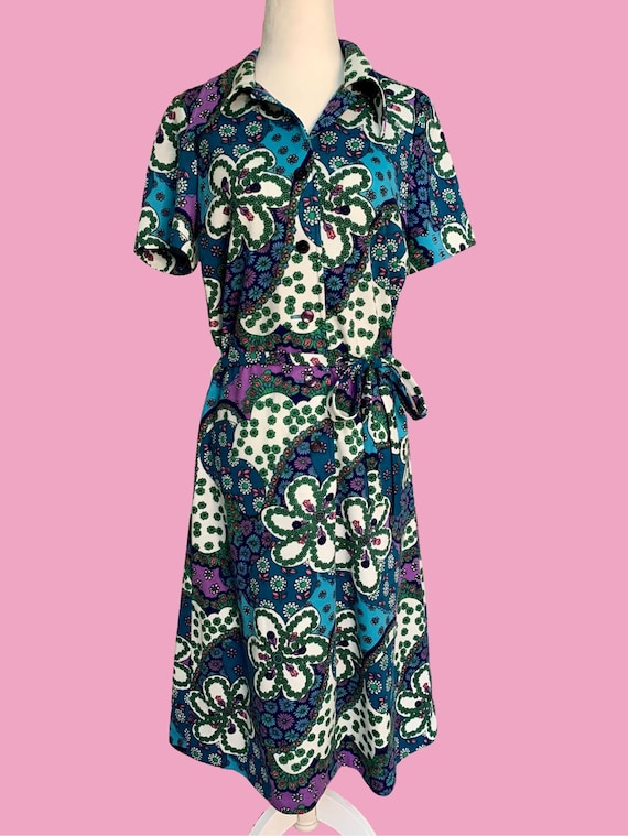 1960s Psychedelic Midi Dress - image 1