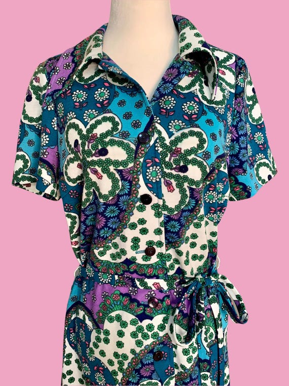 1960s Psychedelic Midi Dress - image 2