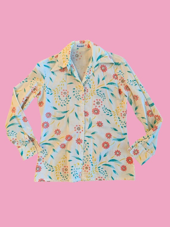 1970s John Meyer Floral Blouse