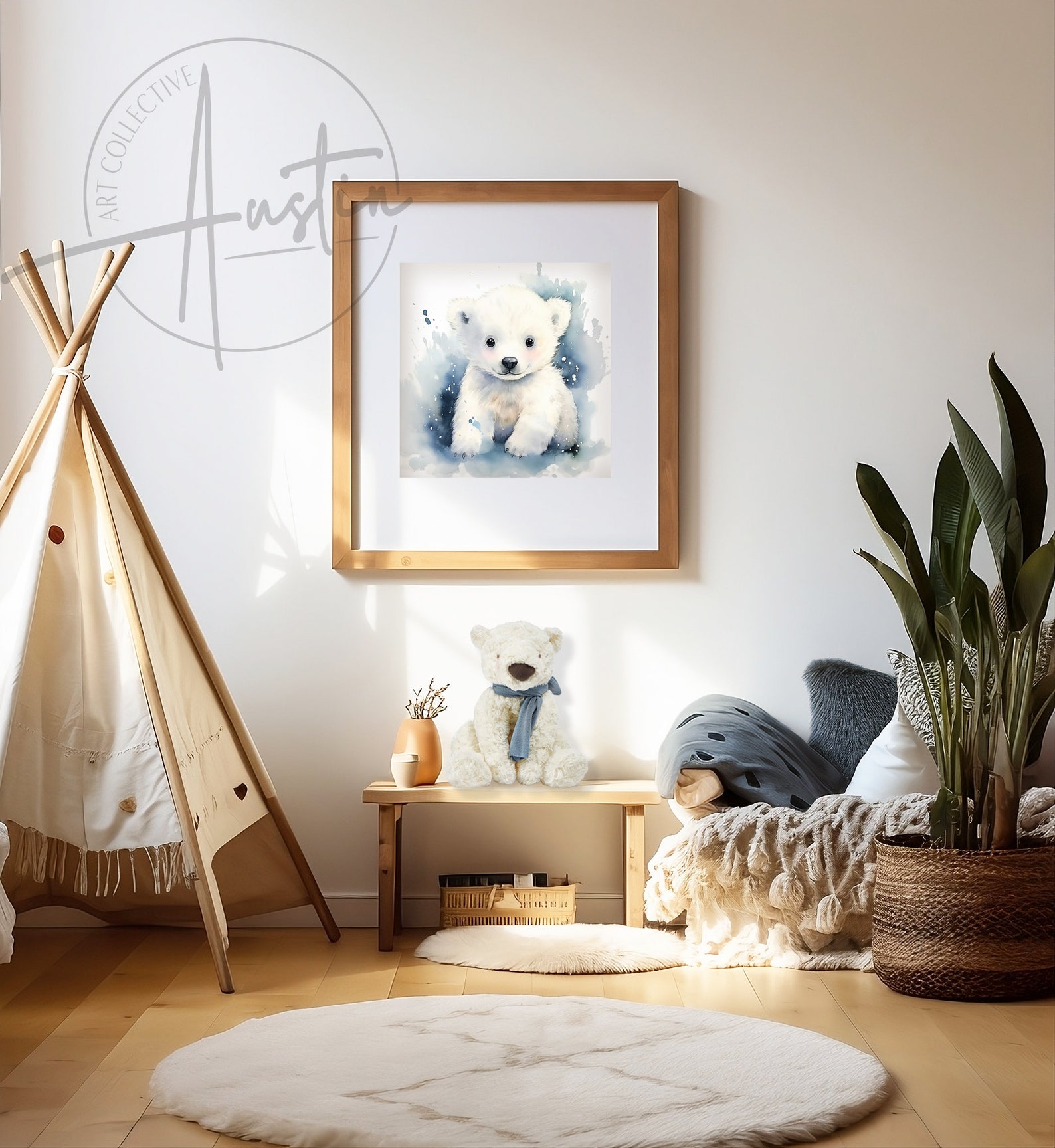 Blue Nursery Art Boho Baby Animals Nursery Decor Prints Nursery Wall ...