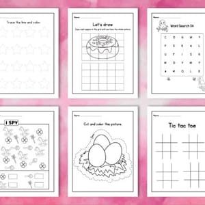 30 ページの子供向けアクティビティ パック | 印刷可能な塗り絵、クロスワード パズル、線トレース、楽しい教育ワークブック