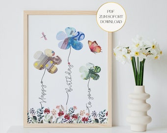 Money gift birthday to print immediately, birthday gift, money gift in frame