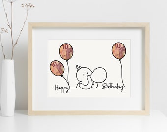 Birthday money gift to print out, quick DIY birthday gift in a picture frame, PDF for instant download