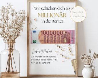 Personalized cash gift for retirement – farewell gift for colleague DIY template to print