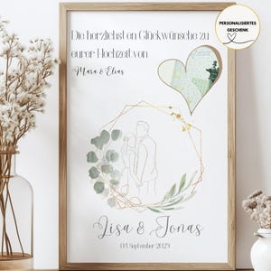Personalisiertes DIY Geldgeschenk zur Hochzeit zum selbst ausdrucken ideal für den Bilderrahmen, Hochzeitsgeschenkidee für Freunde& Kollegen