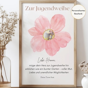 Regalo di denaro personalizzato per la consacrazione dei giovani per ragazze da stampare da soli - idea regalo fai da te creativa per la consacrazione dei giovani con design floreale