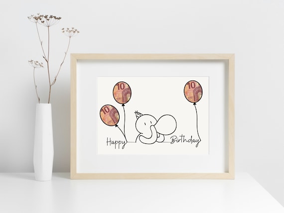Geldgeschenk Geburtstag zum Ausdrucken – DIY Vorlage im Bilderrahmen PDF Download