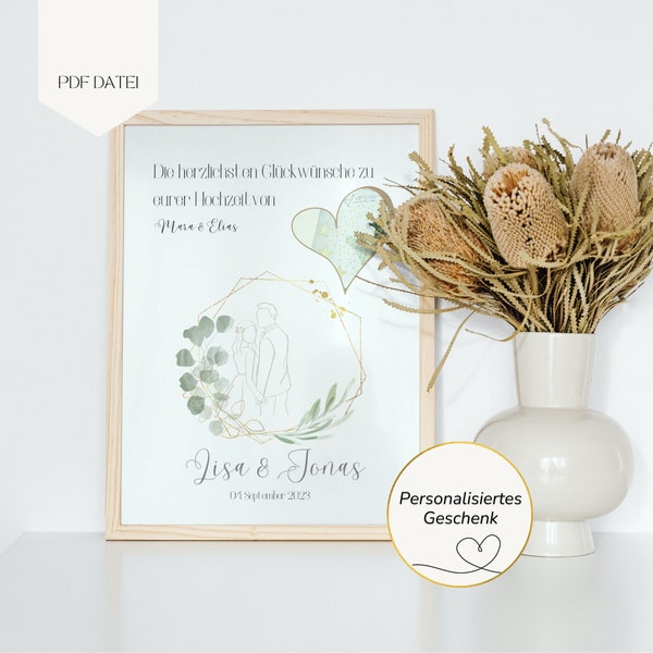 Personalized wedding money gift, DIY wedding gift in a picture frame PDF