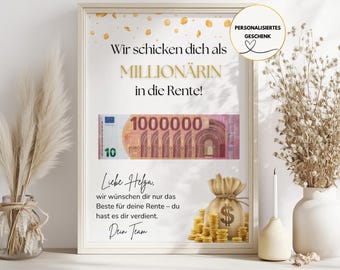 Personalized cash gift for retirement – farewell gift for a colleague DIY template