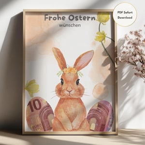 Kreatives Geldgeschenk zu Ostern zum selbst ausdrucken - perfekt für den Bilderrahmen, Ostergeschenk für Nichte, Neffe, Freunde & Familie