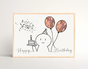 Money Gift Birthday Printable, DIY Birthday Gift in Picture Frame, PDF for Instant Download