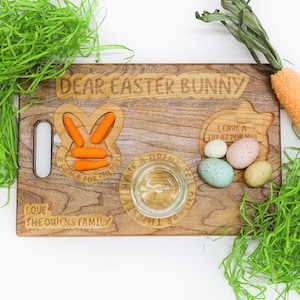 Personalized Easter Bunny Tray Custom Engraved Hardwood Cutting Board For Kids/Families