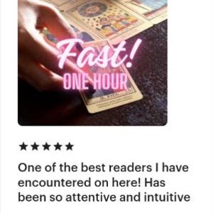 May include: A set of tarot cards laid out on a dark surface with the text Fast! ONE HOUR overlaid in pink. The cards feature detailed illustrations in muted tones of yellow, red, and blue, with one card clearly showing the label IL PAPA at the bottom.
