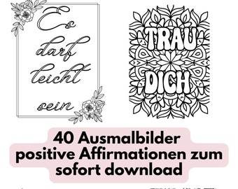 Ausmalen für Erwachsene | Positiv png | Positive Affirmationen | Digitales Design Download, Malbuch, Malvorlage, mandala, selbstliebe