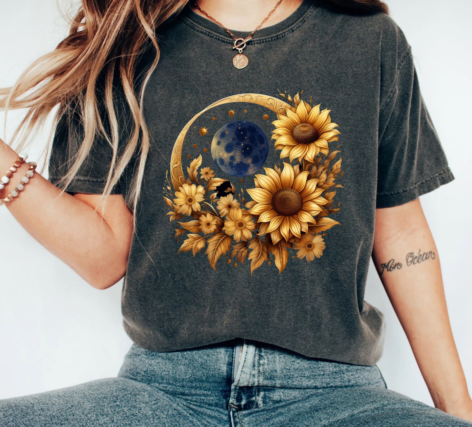 Celestial Design Png Sunflower Png Positive Png Moon - Etsy