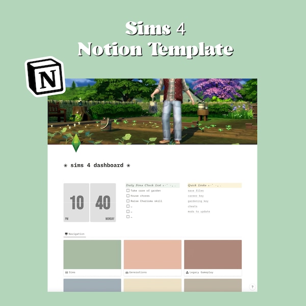 Sims 4 Notion Planner Template