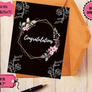 Congratulations Card, Printable Congratulations Card, Congratulations, Digital Download, Classy and elegant congratulations card
