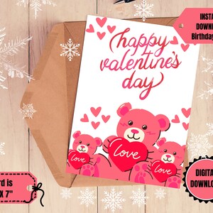 Biglietto di buon San Valentino, biglietto stampabile, biglietto di San Valentino, download digitale, download stampabile