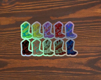 Eras Cowboy Boot Holographic Stickers Music Video Singer Tour Pop Star Fan Art