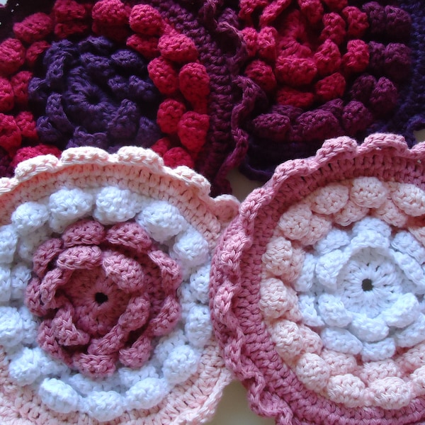 Finished Chrysanthemum Trivets - Crocheted