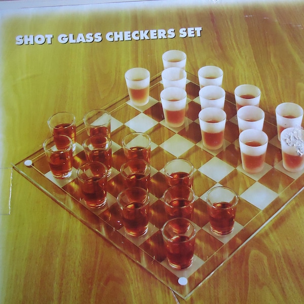Checkers Shot Glass Game Etsy