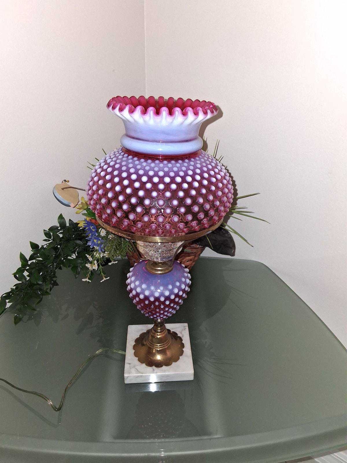 Fenton Cranberry Lamp - Etsy