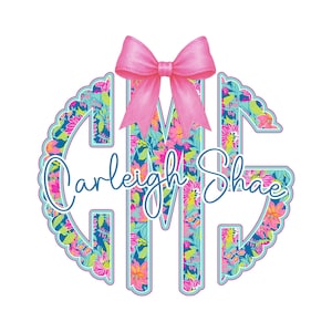 Custom Monogram png, Scallop Monogram, Lily Monogram, Personalized Monogram png, Coquette Monogram, Monogram with bow, Personalized png